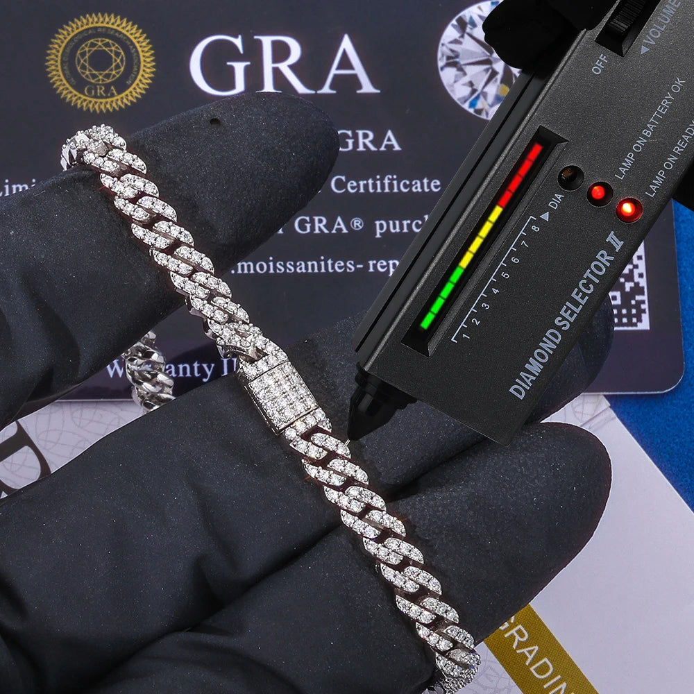 Moissanite Cuban Link Chain Necklace – 5mm VVS Diamond Iced Out Pass Test | 925 Sterling Silver Hip Hop Jewelry for Women