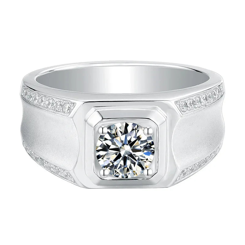 Luxury Moissanite Ring for Men – 1ct 2ct 3ct VVS Iced Out Diamond Ring with GRA Certificate | 925 Sterling Silver Fine Jewelry