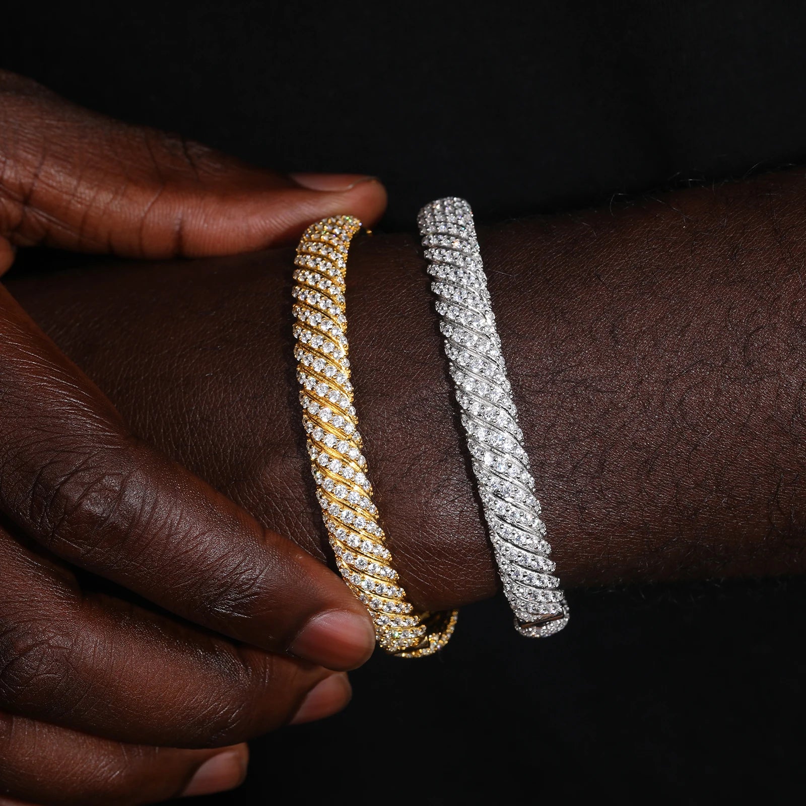 Moissanite Twist Bracelet – 8mm Iced Out | S925 Sterling Silver Hip Hop Jewelry for Men & Women