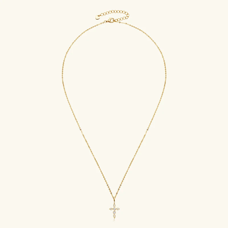 Moissanite Cross Pendant Necklace – Vintage Religious Christian Jewelry | 925 Sterling Silver Certified Chain for Men & Women
