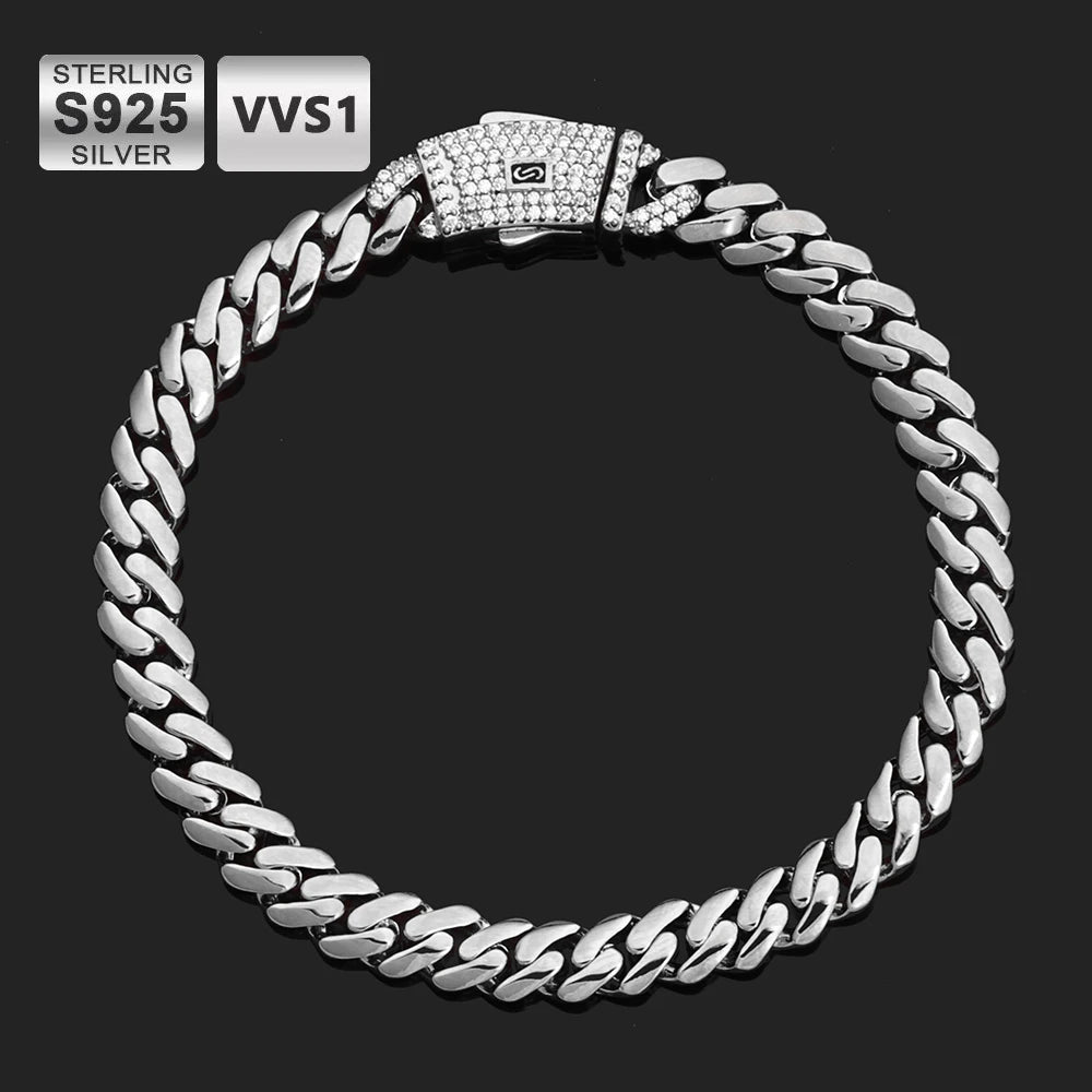 Moissanite Monaco Chain Choker Necklace – Thick Iced Out Diamond Clasp 14K Gold Plated | 925 Sterling Silver Cuban Link Jewelry for Men