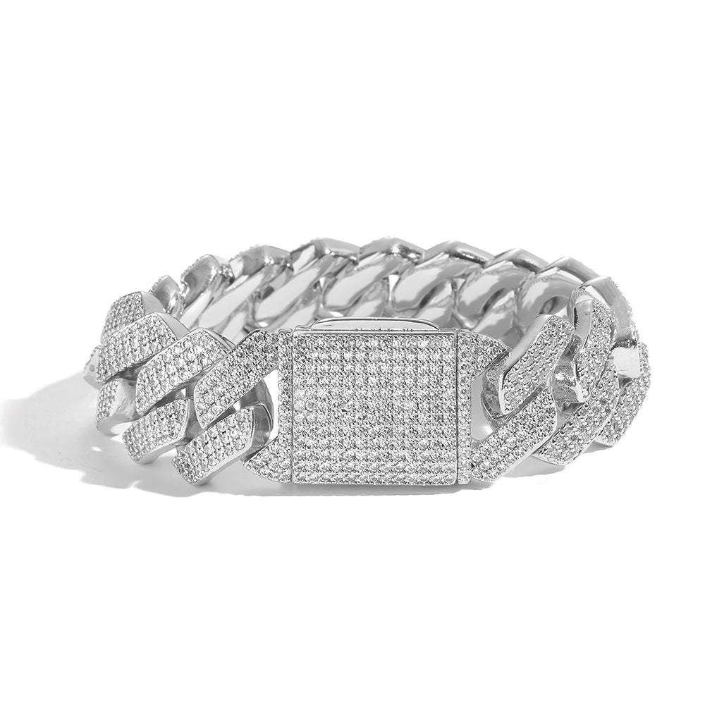 Moissanite Cuban Link Chain Necklace – 20mm 25mm Thick Miami Hip Hop VVS Pass Test | 925 Sterling Silver Jewelry for Men