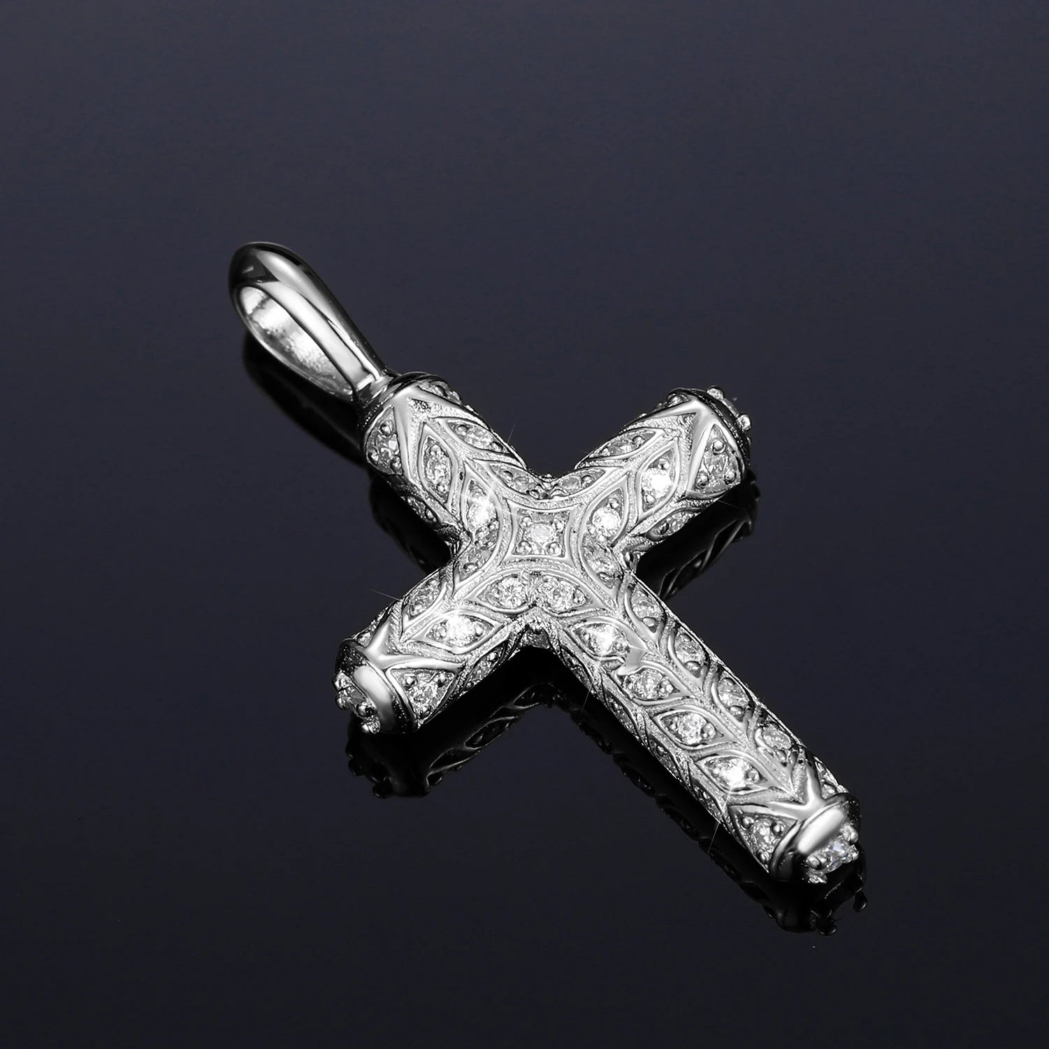 Moissanite Cross Pendant Necklace – Pass Diamond Test | 925 Sterling Silver Fine Jewelry for Men & Women