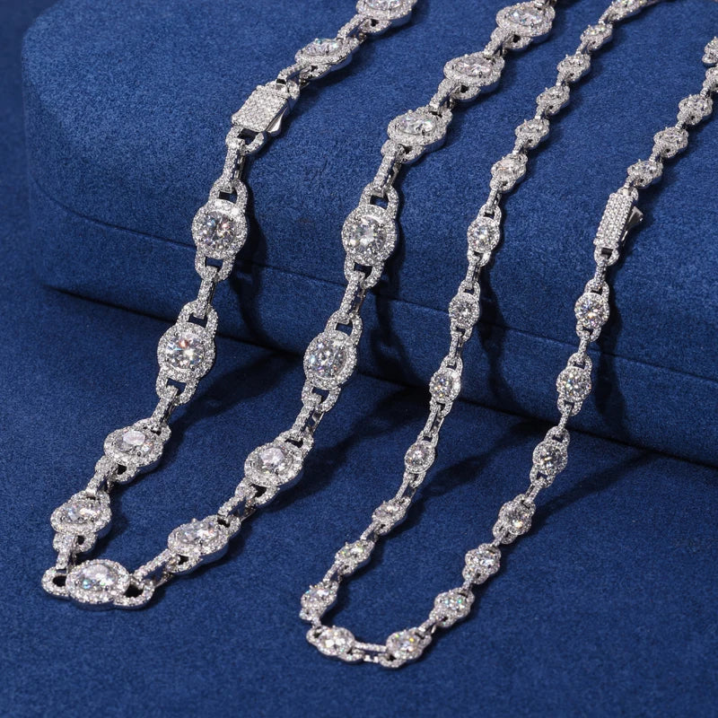 Moissanite Necklace – Iced Out D Color Hip Hop Link Chain with GRA Certificate | 925 Sterling Silver Diamond Jewelry for Men & Women