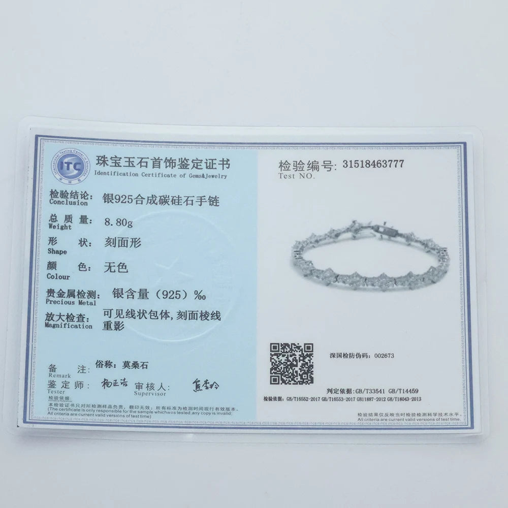 Moissanite Snowflake Cross Bracelet – 8mm Iced Out VVS Design | 925 Sterling Silver Tennis Chain with GRA for Men & Women