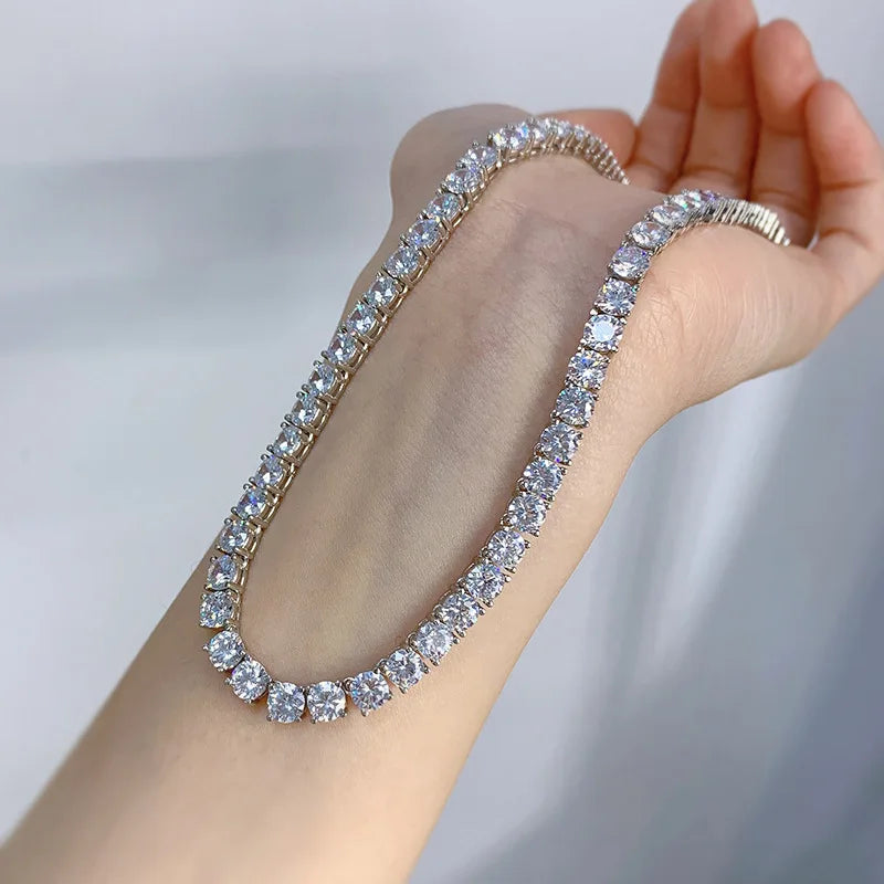 Moissanite Diamond Necklace – Trendy 100% Real Engagement Wedding Choker | 925 Sterling Silver Jewelry for Women & Men