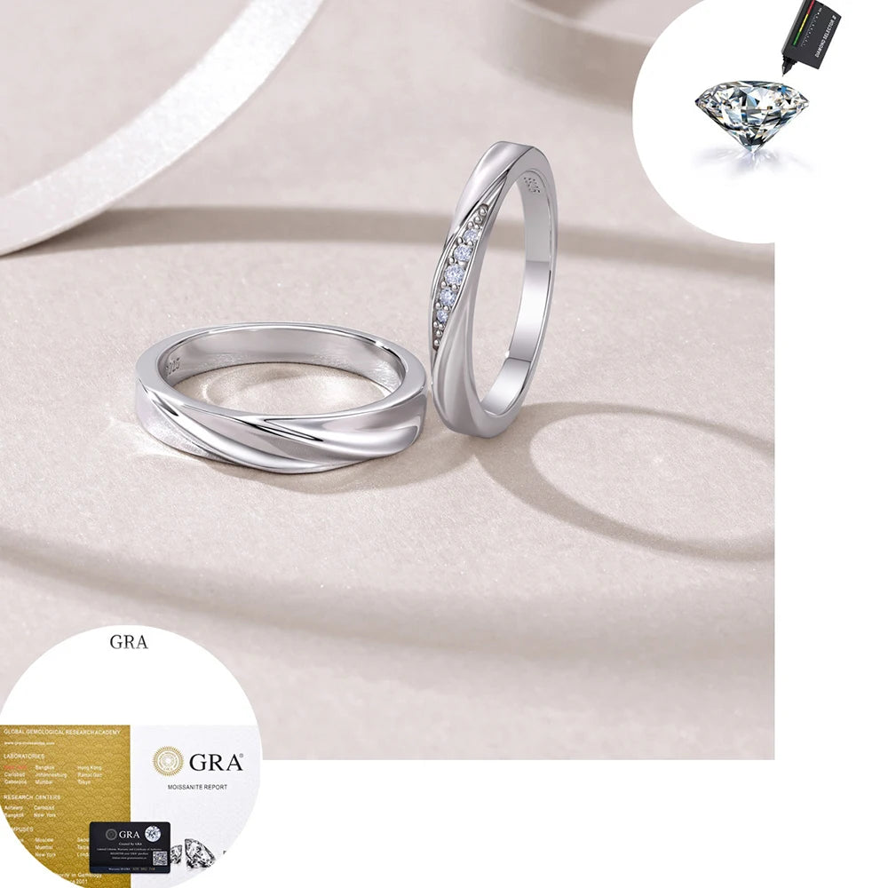 Moissanite Ring – Dazzling Delicate Couple Band | 925 Sterling Silver Luxury Wedding & Valentine’s Day Jewelry for Men & Women