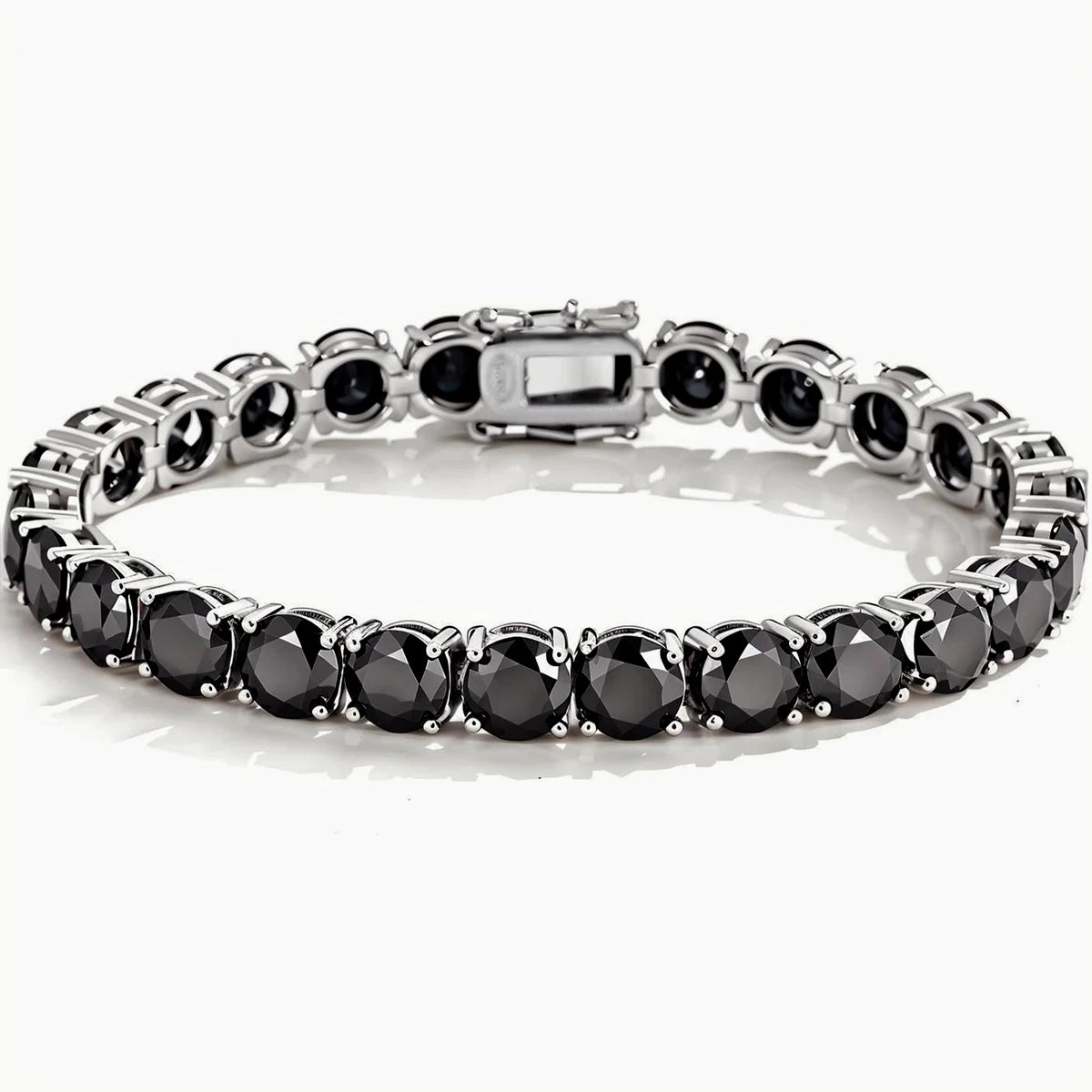 Black Moissanite Tennis Bracelet – 3mm–6.5mm | 925 Sterling Silver Premium Luxury Jewelry Gift for Men & Women