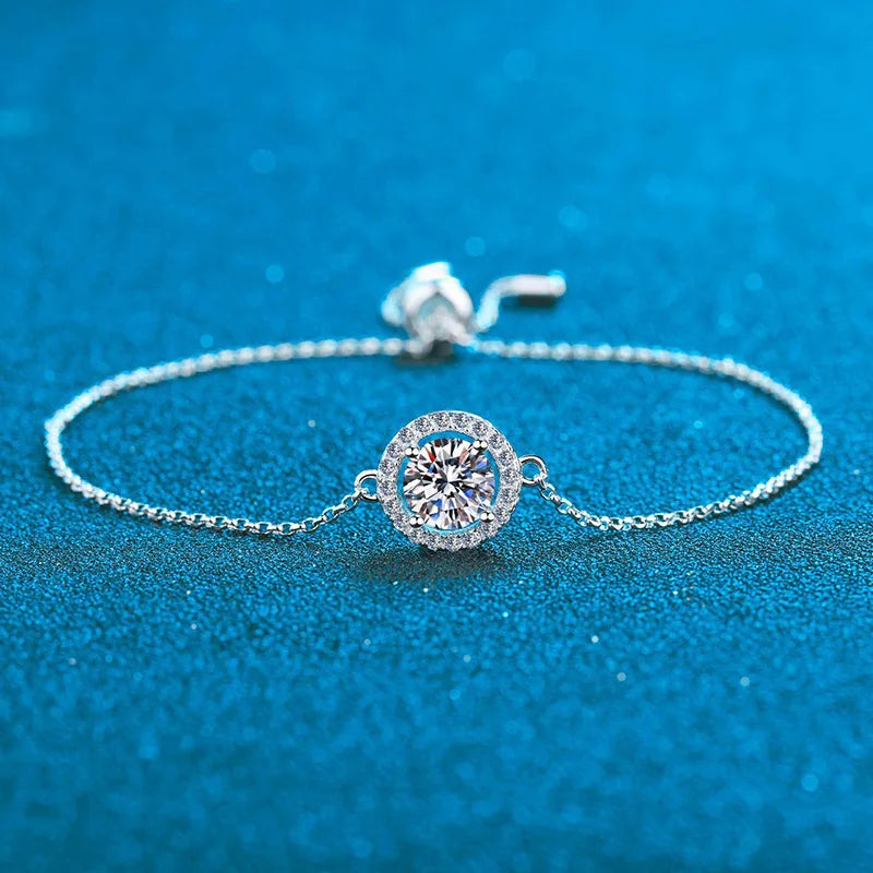 Moissanite Bracelet – Elegant Flower Wedding Jewelry Gift | 925 Sterling Silver Diamond Bracelet for Women