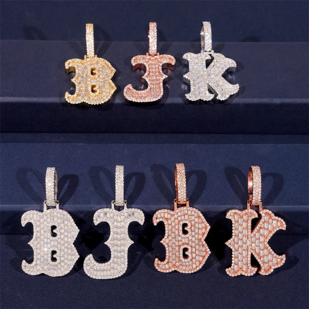 Moissanite Letter Pendant – Hip Hop Design with GRA Certificate | 925 Sterling Silver Fits 10mm Tennis Chain