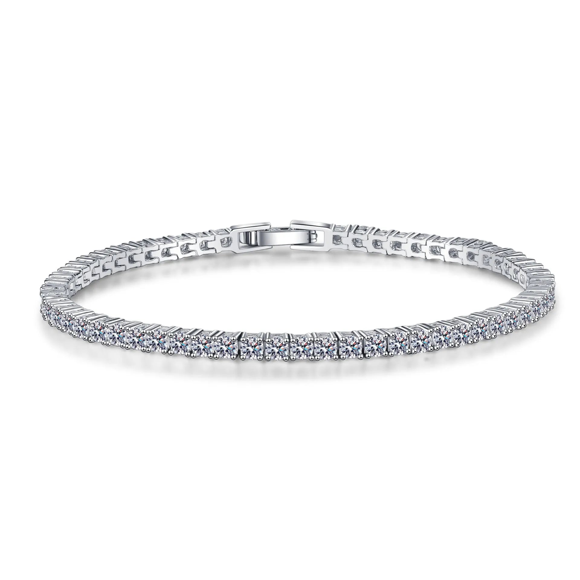 Moissanite Tennis Bracelet – 2mm 3mm D VVS1 Pass Diamond Test with GRA | 925 Sterling Silver Bracelet for Women