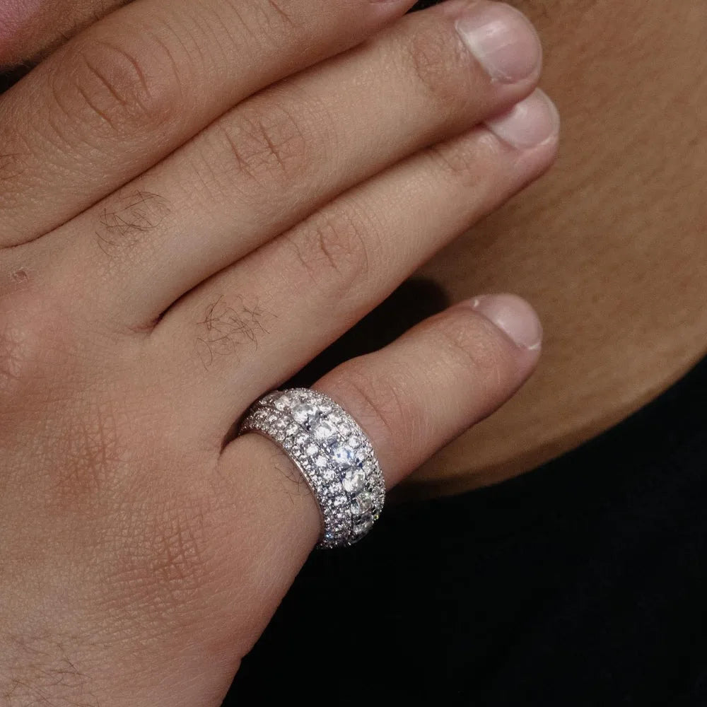 Moissanite Men's Ring – Hip Hop VVS Design | 925 Sterling Silver Statement Jewelry for Daily Wear & Gifts