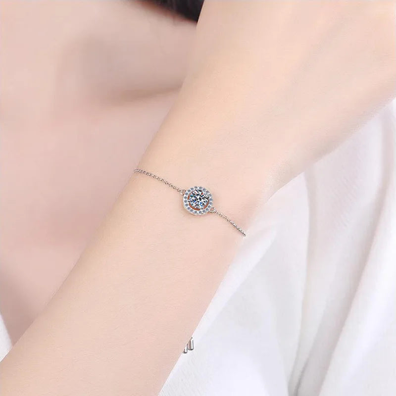 Moissanite Bracelet – Elegant Flower Wedding Jewelry Gift | 925 Sterling Silver Diamond Bracelet for Women
