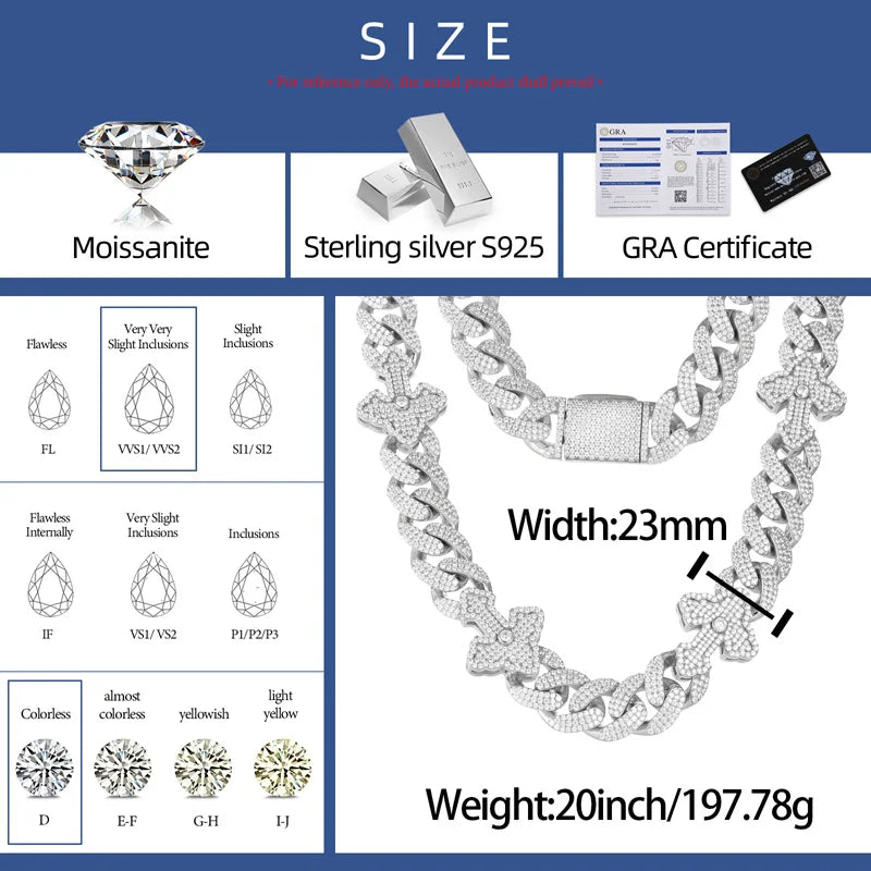 Moissanite Cross Necklace – VVS Iced Out Cuban Link | S925 Sterling Silver Hip Hop Jewelry for Men & Women