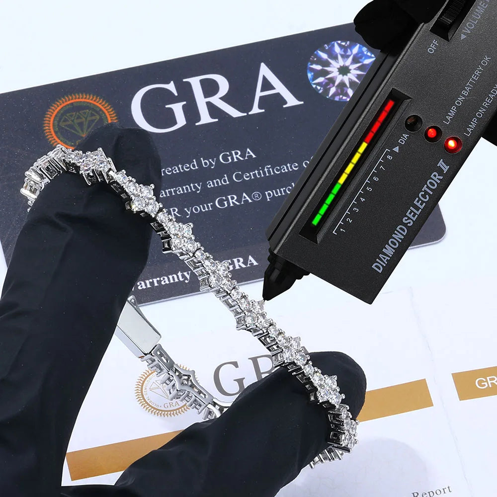 Moissanite Tennis Bracelet – Round Cut VVS Diamond with GRA Certificate | 925 Sterling Silver Fine Jewelry for Women