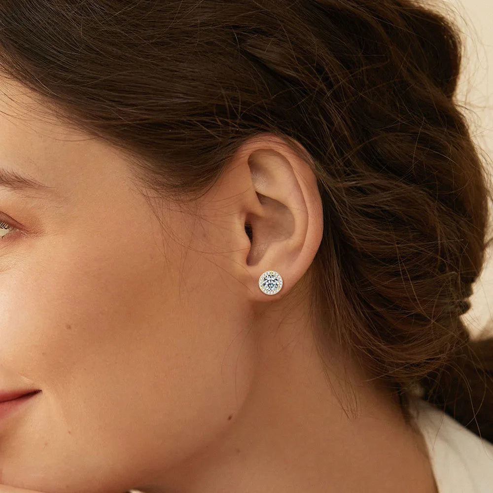 Moissanite Threaded Earrings Set – 1ct 2ct Simple Niche Style | 925 Sterling Silver Unisex Jewelry for Men & Women