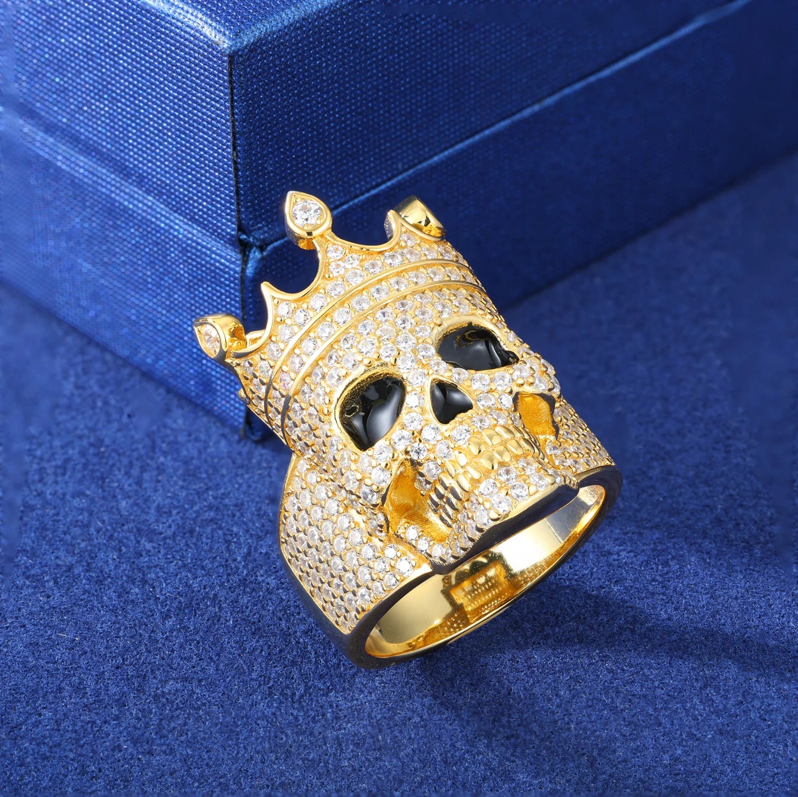 Moissanite Crown Skull Ring – Iced Out Design | Sterling Silver Hip Hop Jewelry for Men & Women