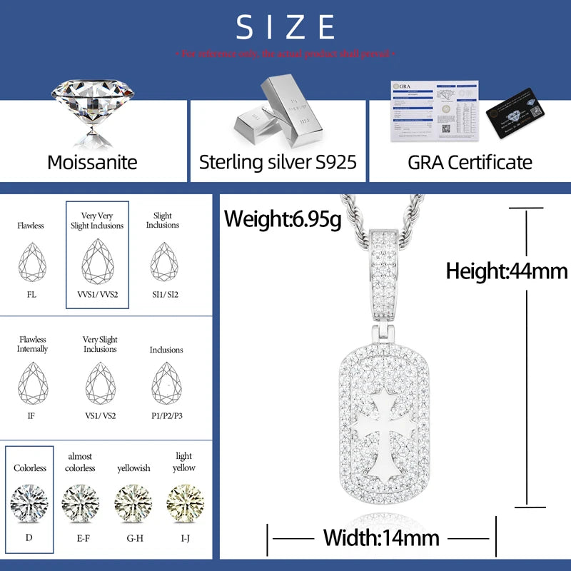 Moissanite Cross Pendant Necklace – Iced Out Bling | 925 Sterling Silver Charm Jewelry for Men & Women