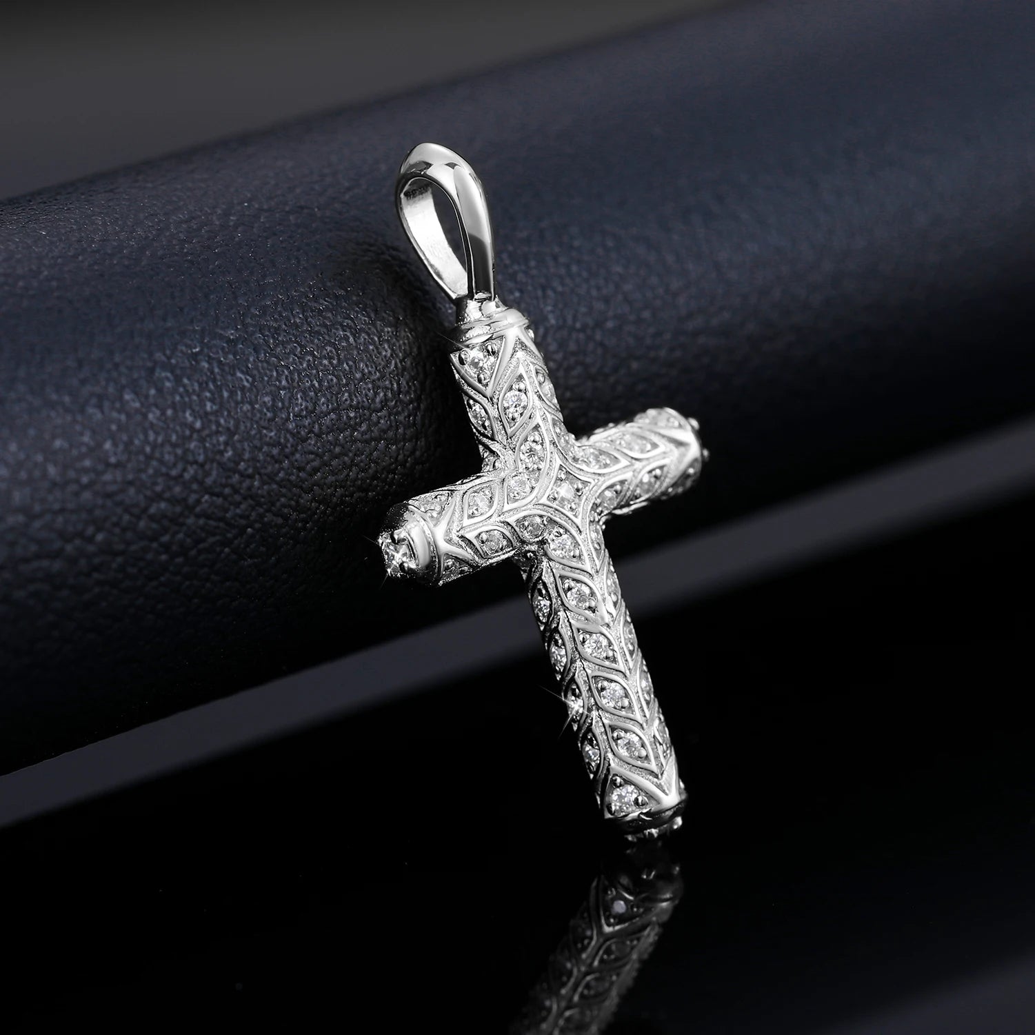 Moissanite Cross Pendant Necklace – Pass Diamond Test | 925 Sterling Silver Fine Jewelry for Men & Women