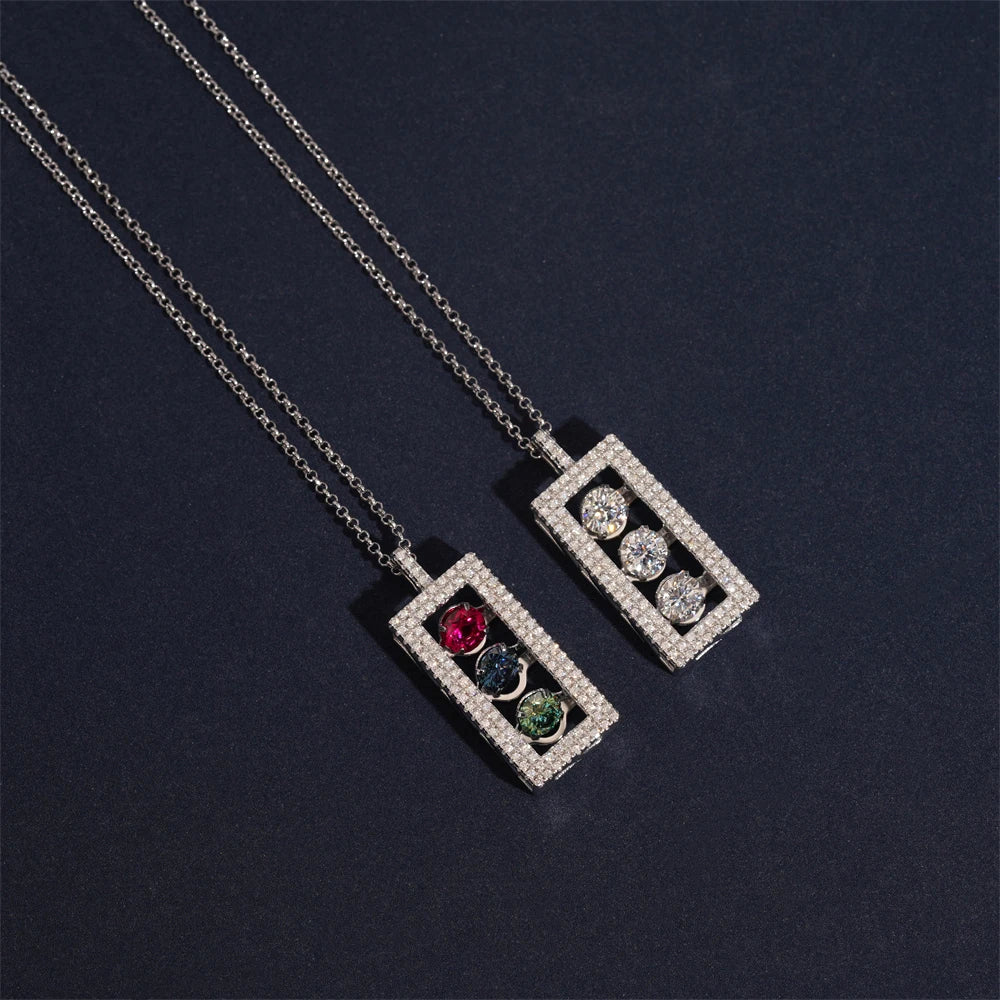 Moissanite Pendant – Colored Hip Hop Design | 925 Sterling Silver with Certificate Not Suitable for Tennis Chains