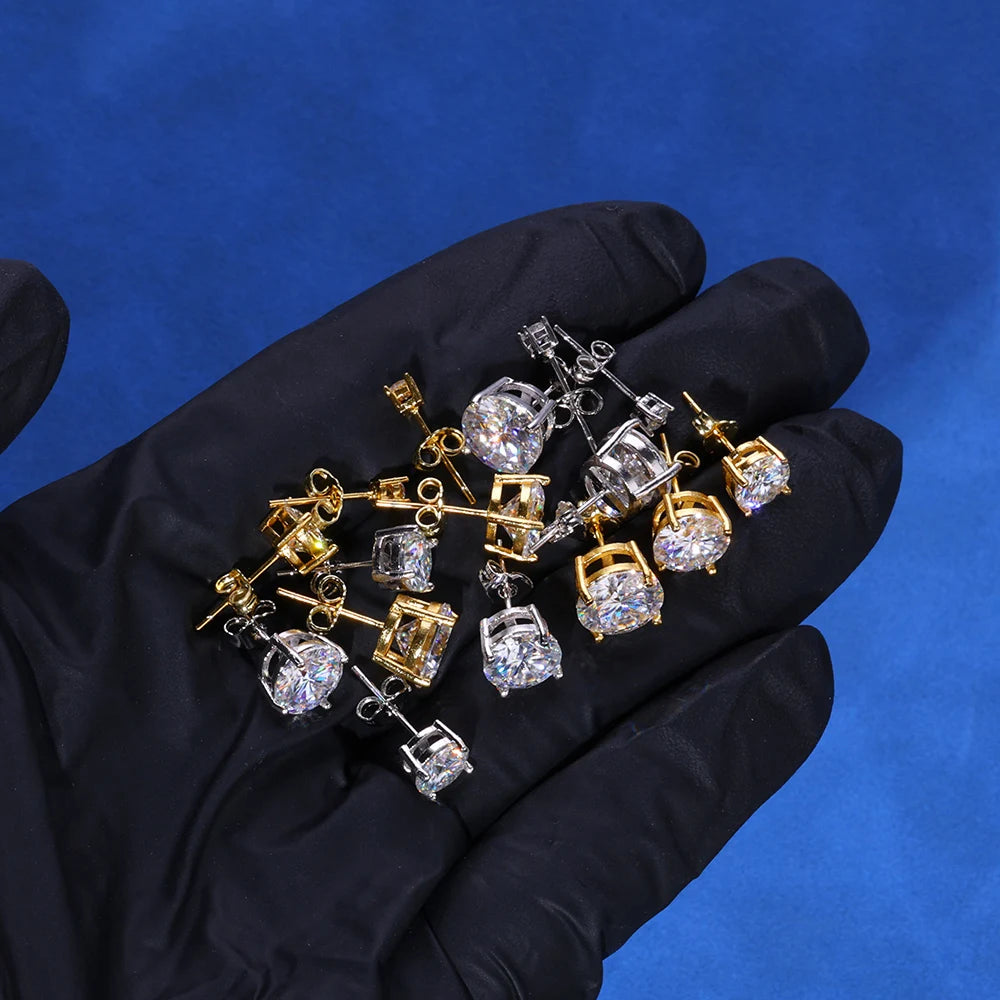 Moissanite Earrings – 4mm 5mm 6mm 8mm VVS Pass Diamond Test Classic Jewelry Gift | 925 Sterling Silver Studs for Women