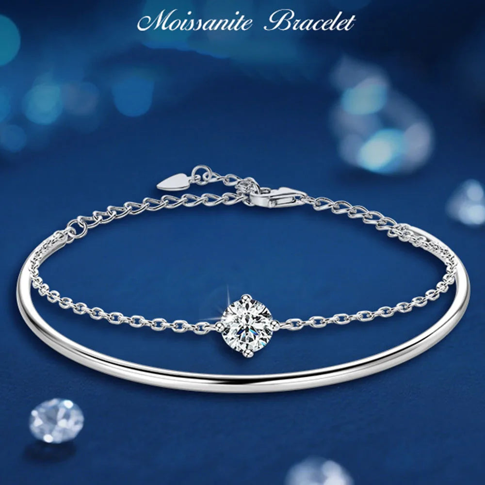 Moissanite Diamond Bracelet – D Color Real Gemstones | 925 Sterling Silver Fine Jewelry for Men & Women