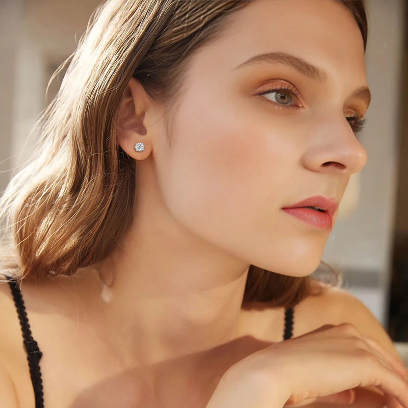 Moissanite Star Earrings – D VVS Eight-Pointed | 925 Sterling Silver Daily Fine Jewelry for Men & Women