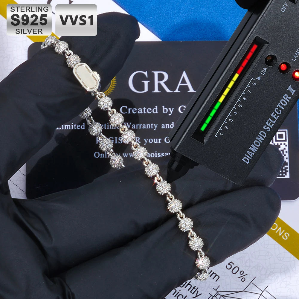 Moissanite Bead Cuban Chain Necklace – 4mm Customized New Design Shiny Iced Out VVS Hip Hop | 925 Sterling Silver Jewelry
