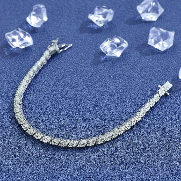 Moissanite Tennis Bracelet – Full Sparkling Diamond Design GRA Certified | 925 Sterling Silver Wedding & Party Jewelry for Women & Men