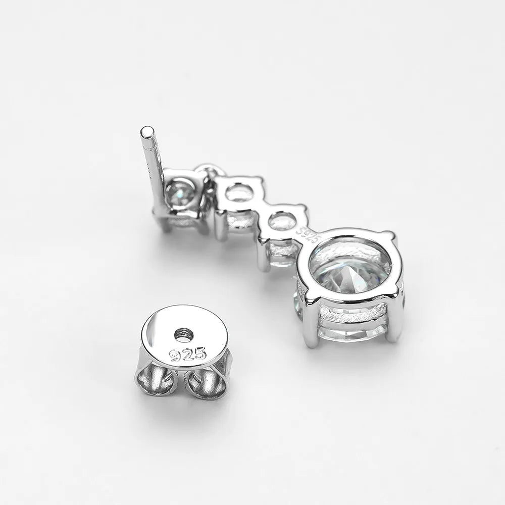 Moissanite Drop Earrings – 2.6cttw GRA Certified Bridal Dangle Design | 925 Sterling Silver Wedding Jewelry Gift for Women
