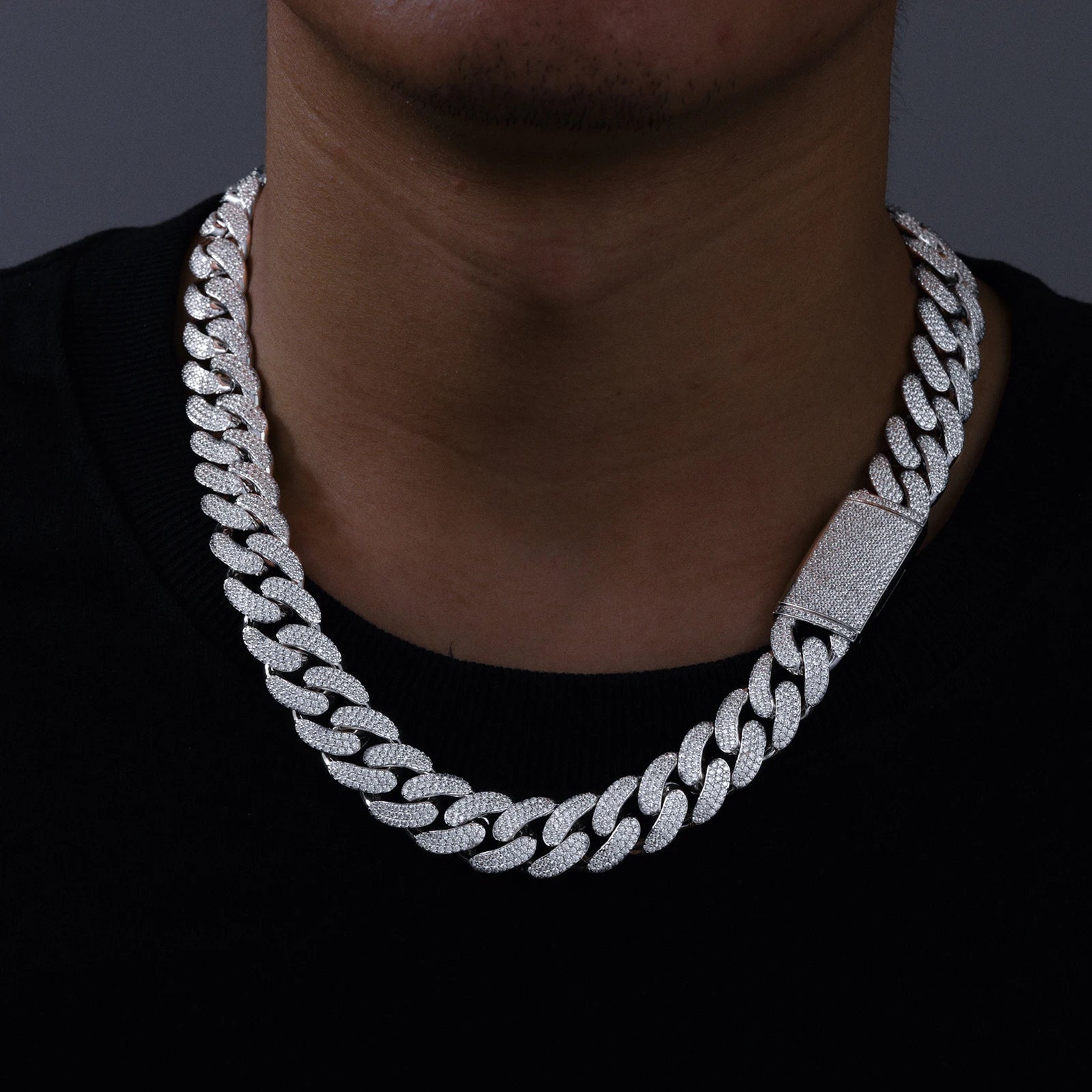 Moissanite Cuban Link Chain Necklace – 8mm–20mm | S925 Sterling Silver Hip Hop Jewelry for Men & Women