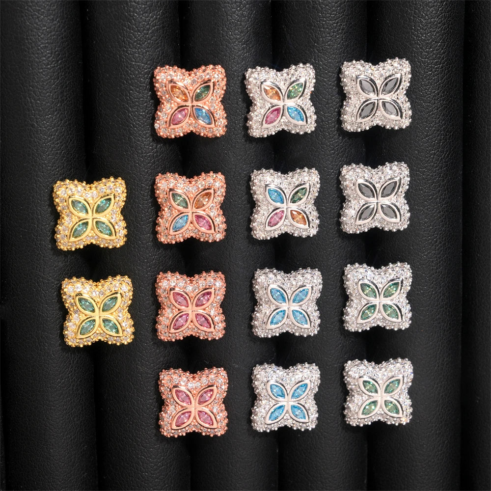 Flower Design Moissanite Stud Earrings – New Arrivals | Colorful Diamond Iced Out Hip Hop Jewelry 925 Sterling Silver
