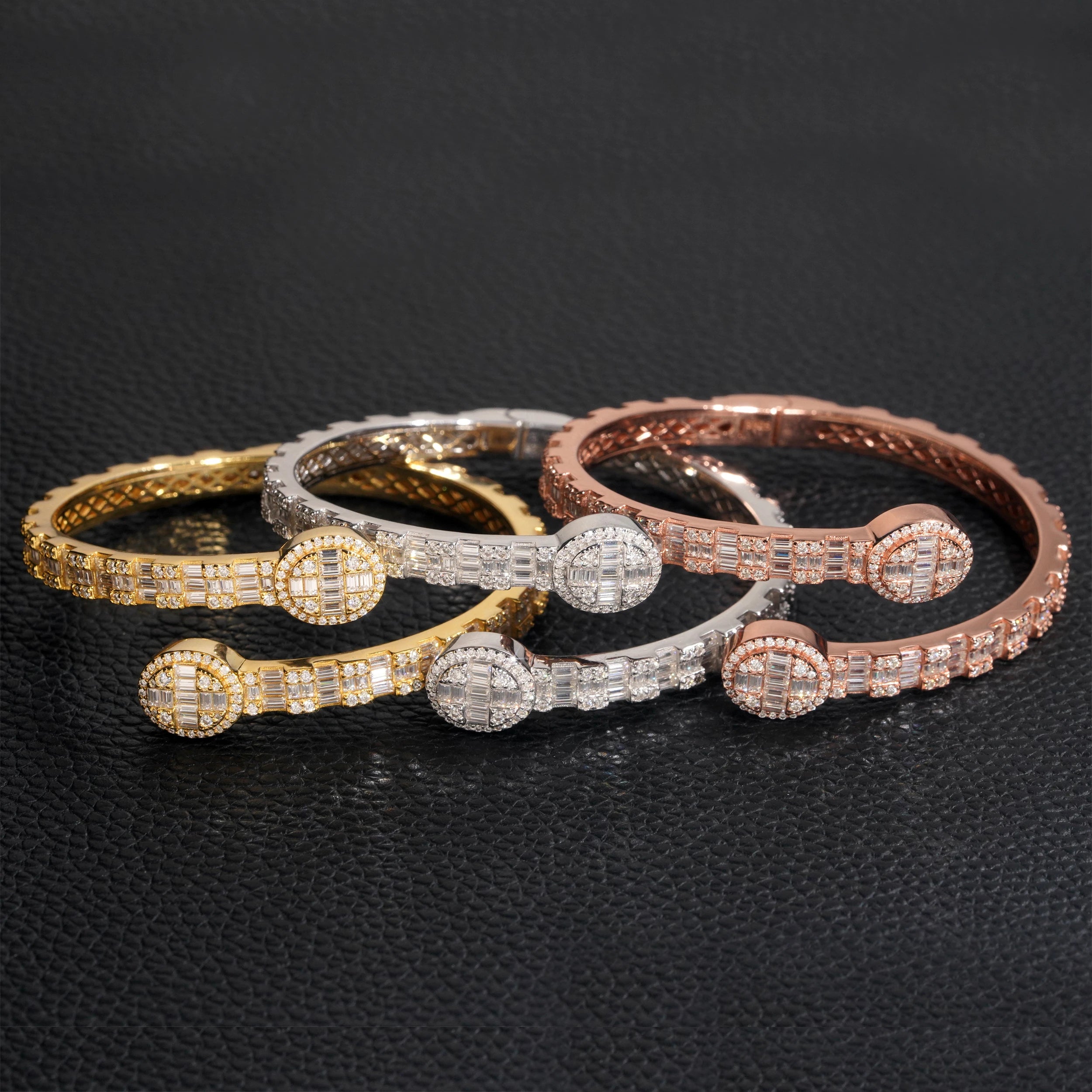 Moissanite Bracelet – Iced Out Baguette Oval Shape Diamond Bangle | 925 Sterling Silver Hip Hop Jewelry Pass Tester