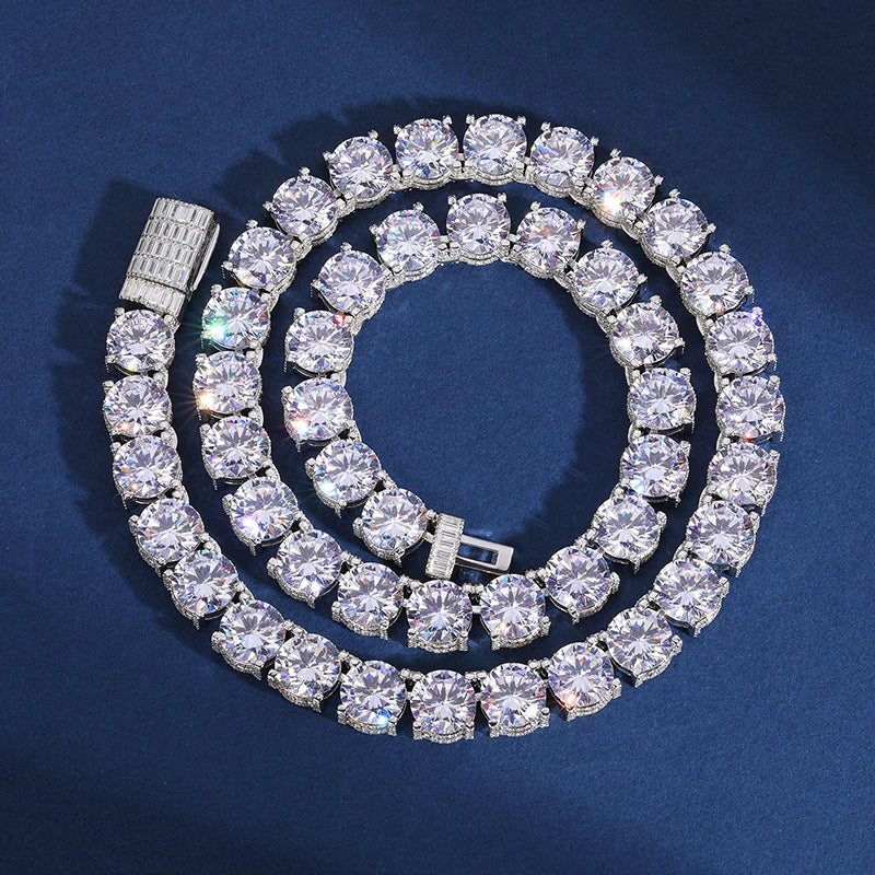 Moissanite Tennis Chain Necklace – 10mm VVS Iced Out | Luxury Hip Hop Jewelry for Men & Women
