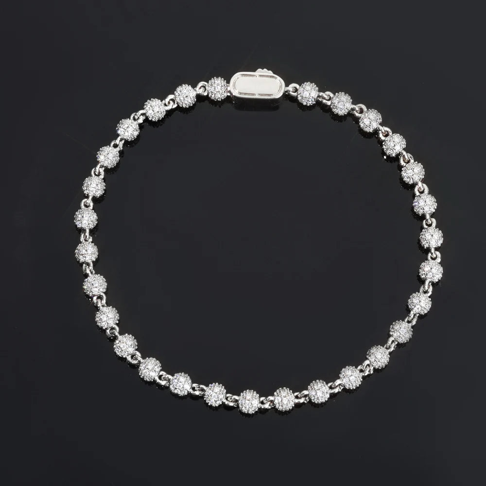 Moissanite Bead Cuban Chain Necklace – 4mm Customized New Design Shiny Iced Out VVS Hip Hop | 925 Sterling Silver Jewelry