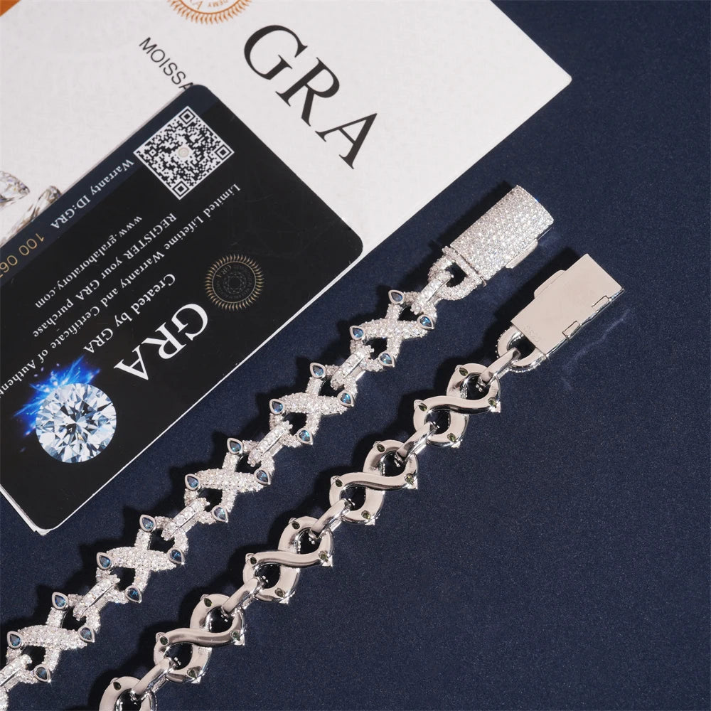 Moissanite Cuban Chain Bracelet – Colorful Trendy Hip Hop Fashion | 925 Sterling Silver with Certificate