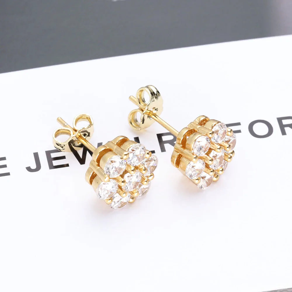 Moissanite Cluster Flower Earrings – VVS Stud Earrings with GRA Certificate | 925 Sterling Silver Hip Hop Jewelry