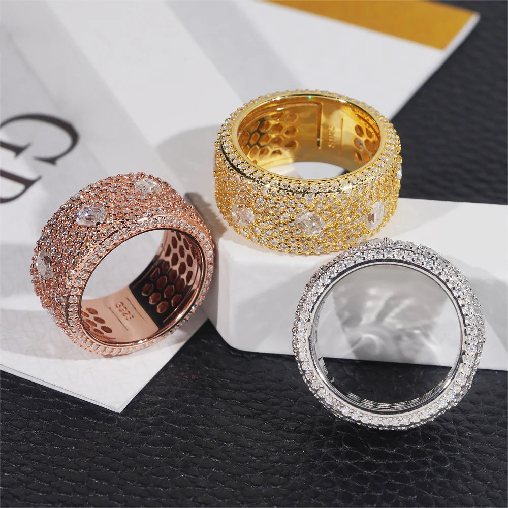 Moissanite Diamond Ring – Round Cut GRA Certified | 925 Sterling Silver Hip Hop Rock Engagement & Anniversary Fine Jewelry