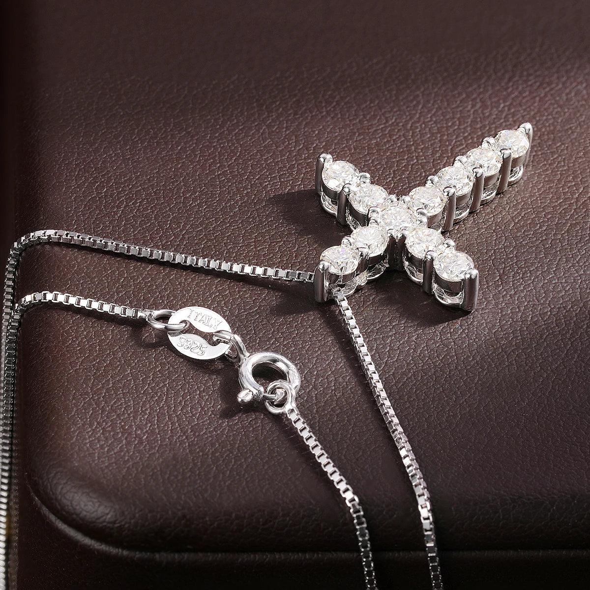 Moissanite Cross Pendant Necklace – D VVS1 | 925 Sterling Silver 18k White Gold Plated Box Chain Fine Jewelry for Women & Men