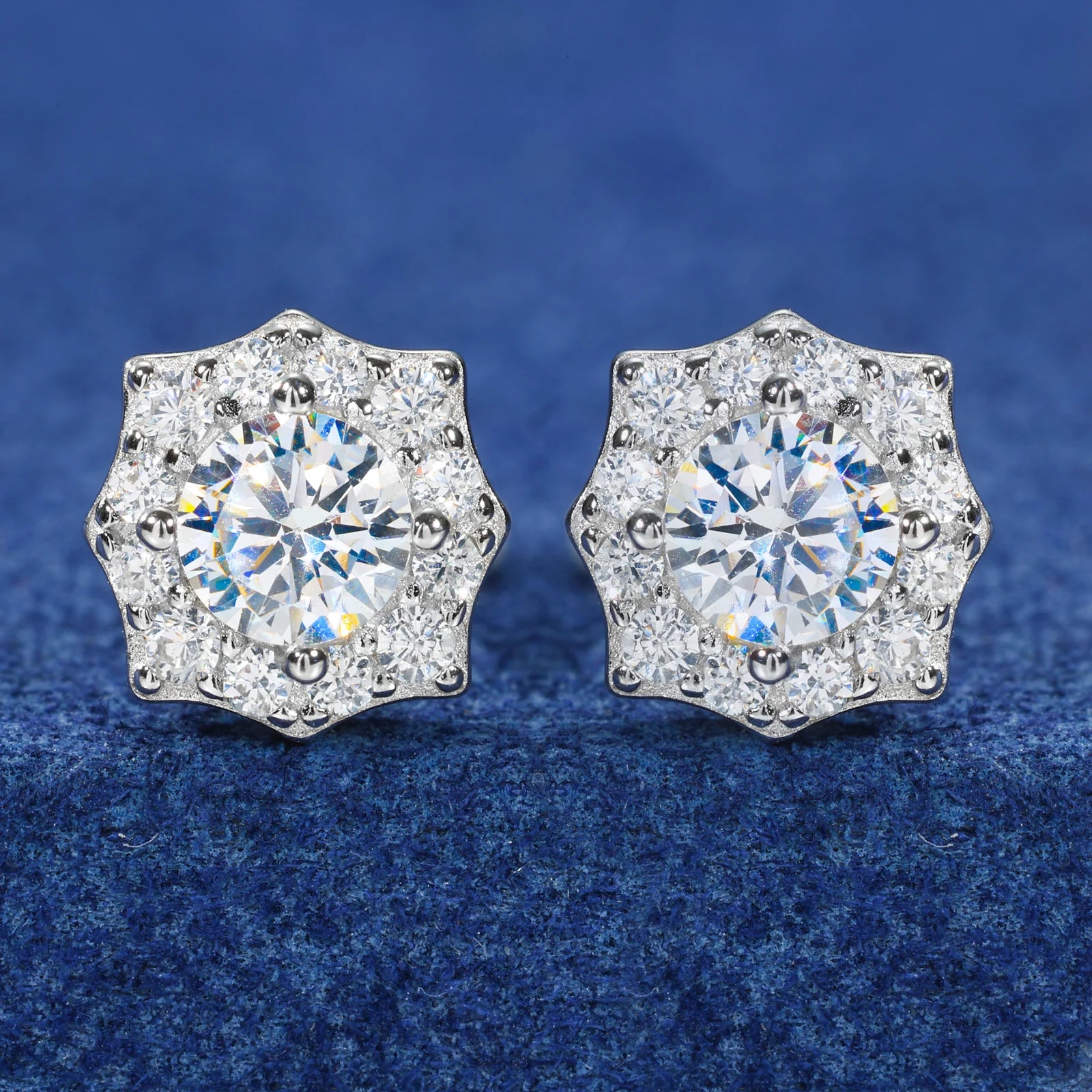 Moissanite Star Earrings – D VVS Eight-Pointed | 925 Sterling Silver Daily Fine Jewelry for Men & Women