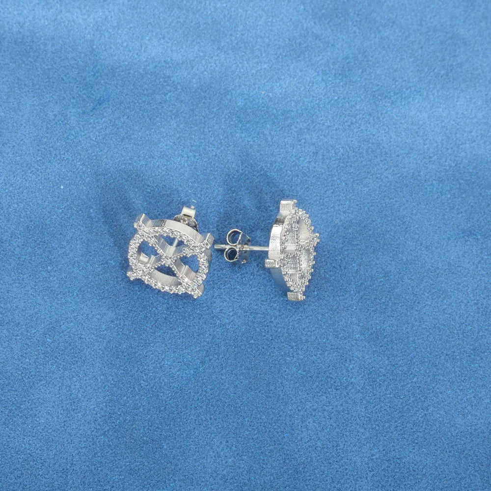 Moissanite Hollow Earrings – Classic Elegant Round Cross Design | 925 Sterling Silver Jewelry for Men & Women