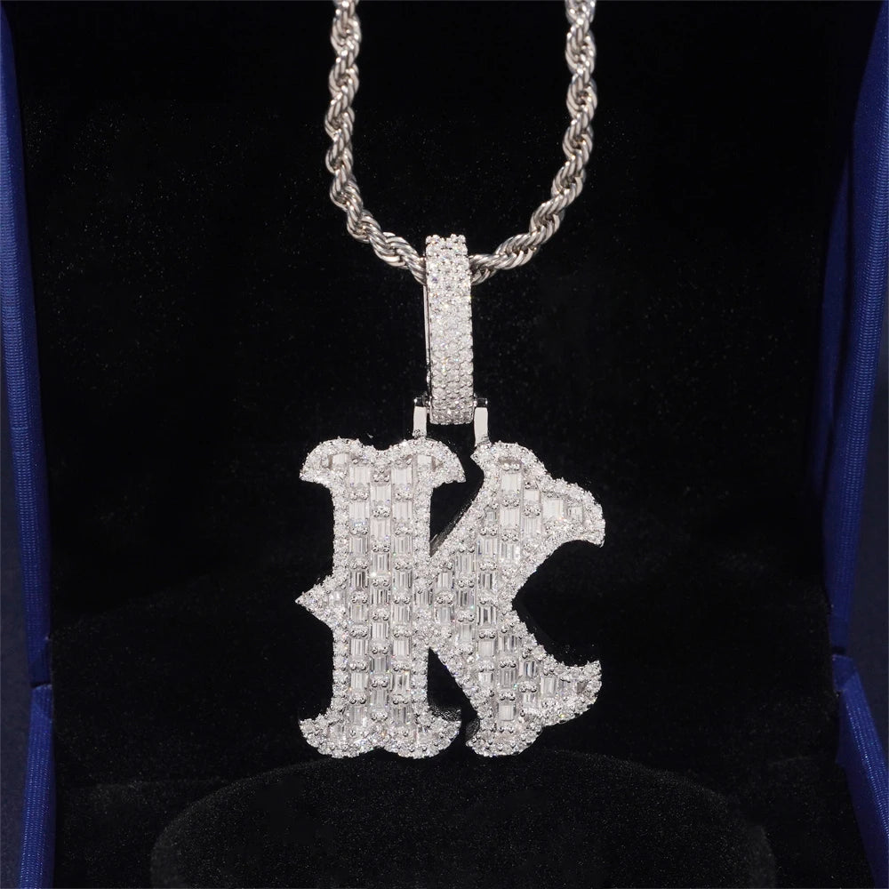 Moissanite Letter Pendant – Hip Hop Design with GRA Certificate | 925 Sterling Silver Fits 10mm Tennis Chain