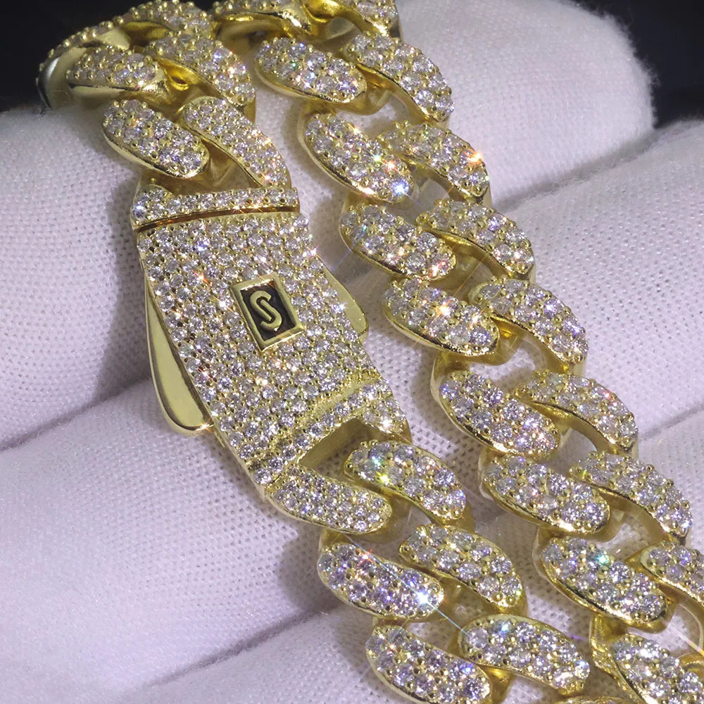 Moissanite Monaco Bracelet – New Style Full Iced Out VVS Diamond 2 Row Cuban Link Chain | 925 Sterling Silver Jewelry for Men & Women