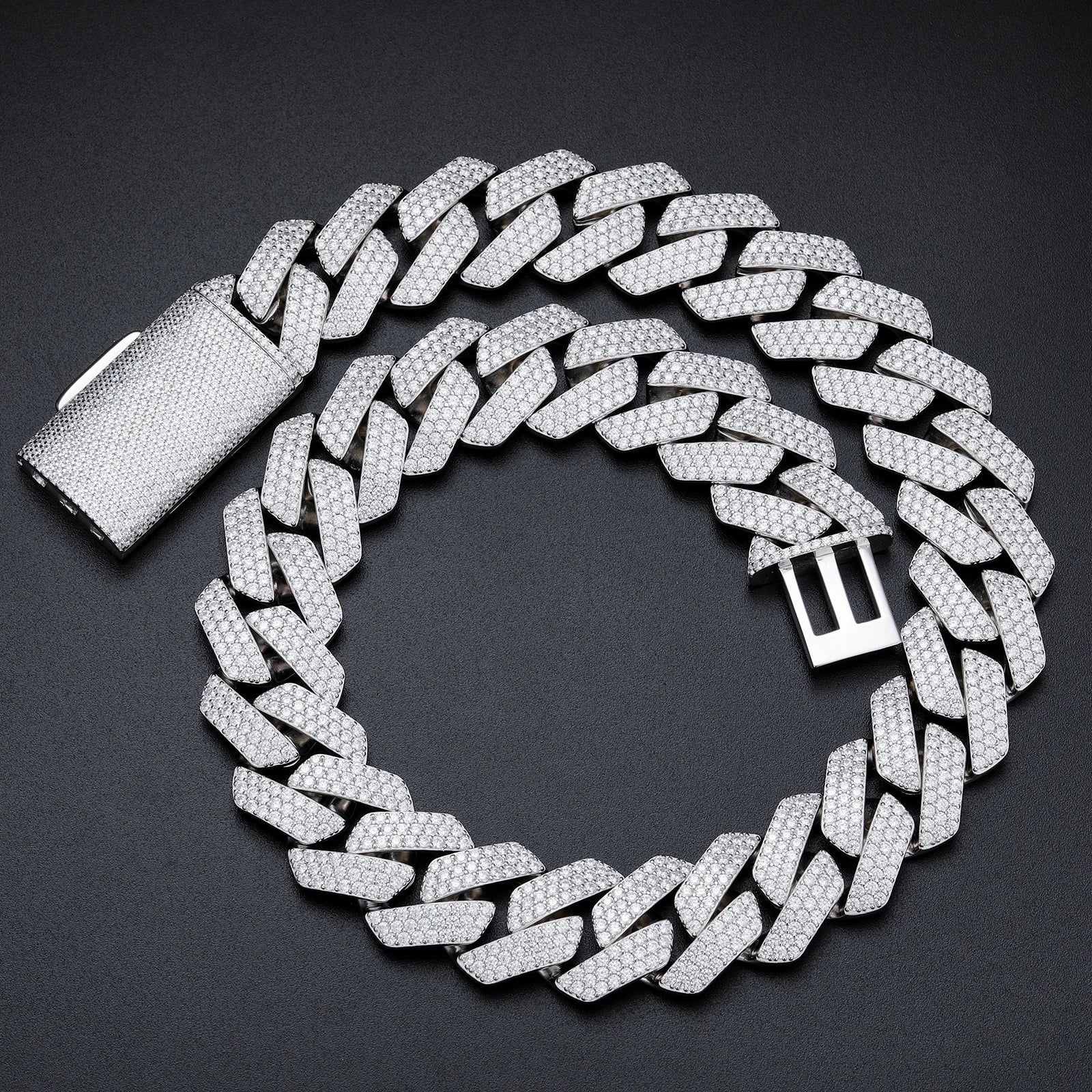 Moissanite Cuban Bracelet – 23mm Full Diamond | Solid 925 Sterling Silver Hip Hop Chain Jewelry for Men & Women