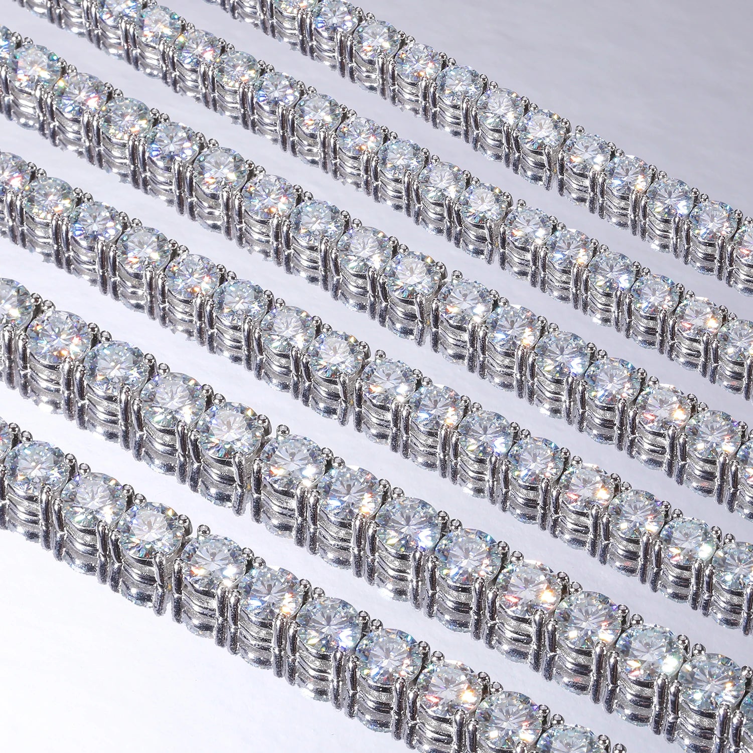 Moissanite Tennis Bracelet – D VVS1 | S925 Sterling Silver 18K White Gold Plated Jewelry for Men & Women