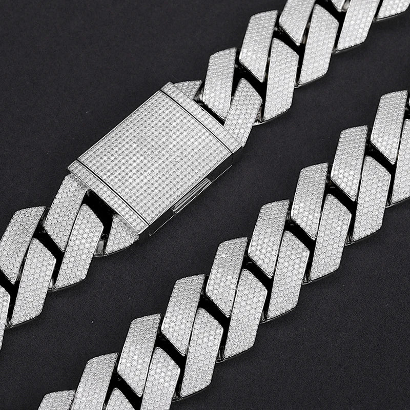 Moissanite Cuban Link Chain Necklace – 16mm 20mm 27mm Miami | S925 Sterling Silver Hip Hop Jewelry for Men & Women