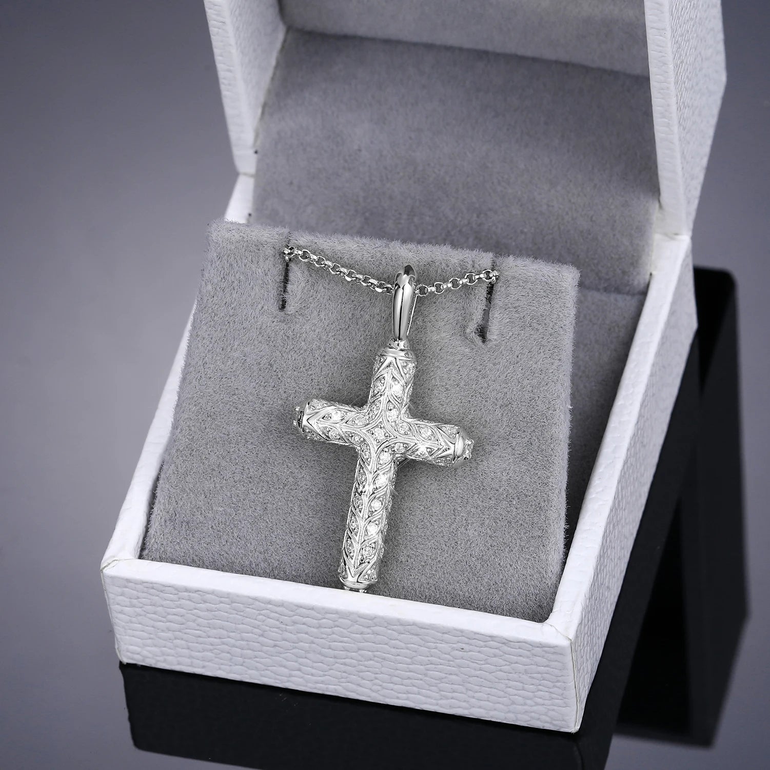 Moissanite Cross Pendant Necklace – Pass Diamond Test | 925 Sterling Silver Fine Jewelry for Men & Women