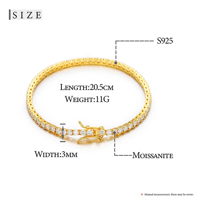 Moissanite Tennis Bracelet – D VVS | S925 Sterling Silver Fine Jewelry for Men & Women