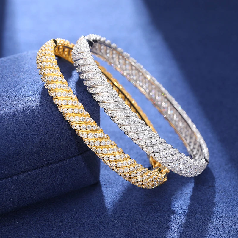 Moissanite Twist Bracelet – 8mm Iced Out | S925 Sterling Silver Hip Hop Jewelry for Men & Women