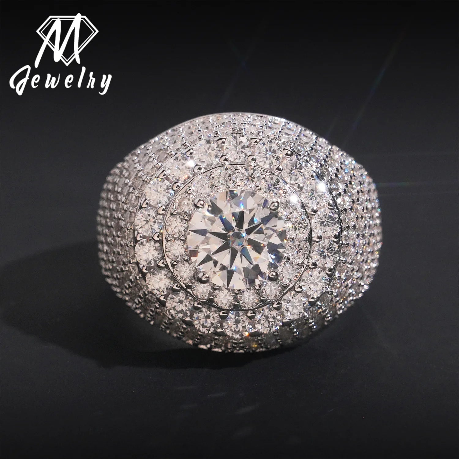 Moissanite Ring – Hip Hop Iced Out Diamond Pass Tester | 925 Sterling Silver Fine Jewelry for Men